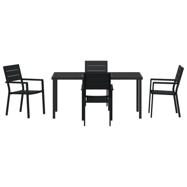 5-delat Trädgårdsdining Set Svart HDPE