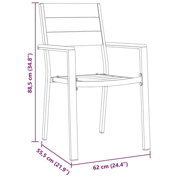 5-delat Trädgårdsdining Set Svart HDPE