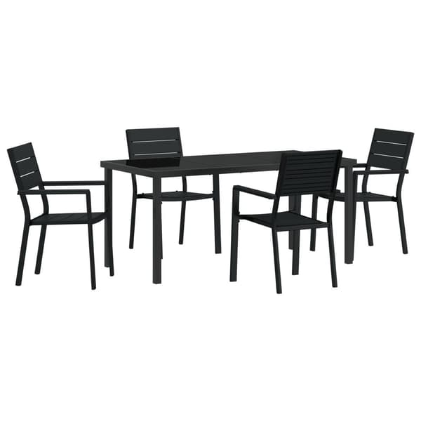 5-delat Trädgårdsdining Set Svart HDPE