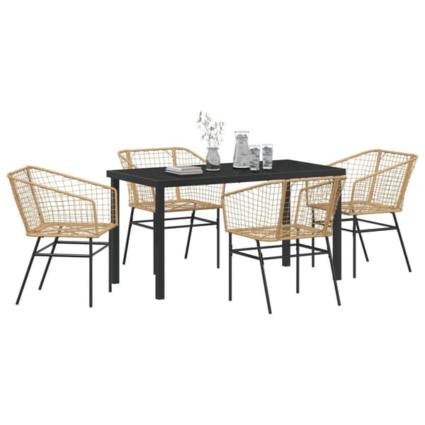 5-delars trädgårdsdining set Brun Poly Rattan