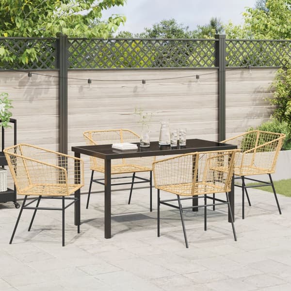 5-delars trädgårdsdining set Brun Poly Rattan