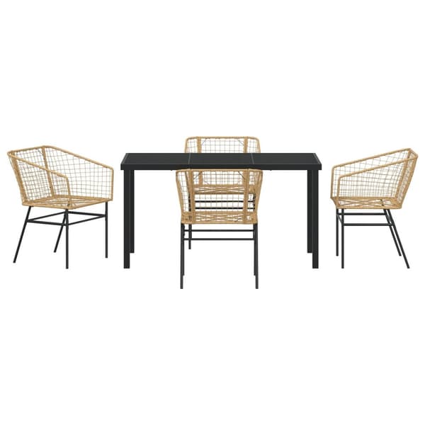 5-delars trädgårdsdining set Brun Poly Rattan