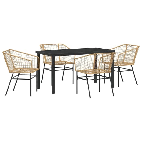 5-delars trädgårdsdining set Brun Poly Rattan