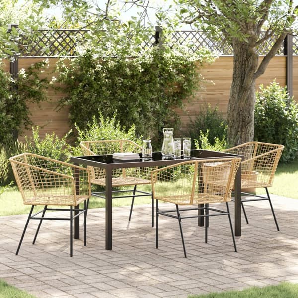 5-delars trädgårdsdining set Brun Poly Rattan