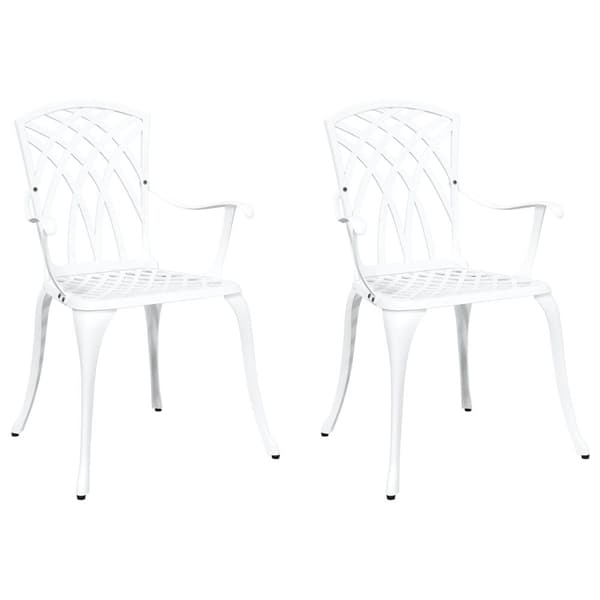 Utestolar 2 st Vita i Gjutet Aluminium