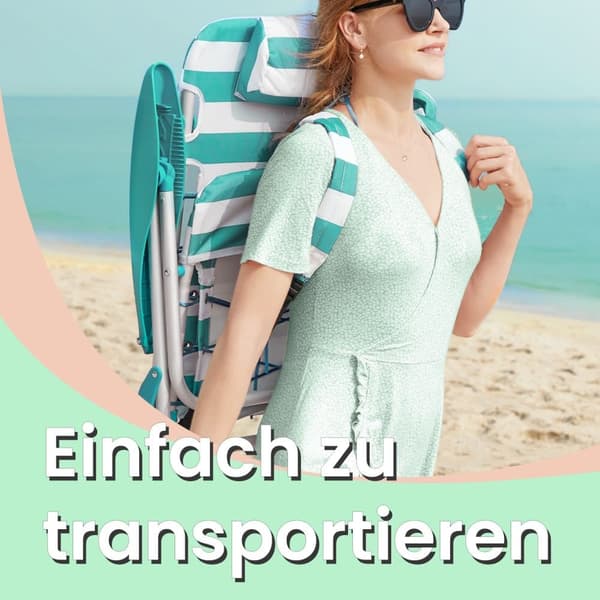Strandstol, SONGMICS, 68x63x75 cm, Grön