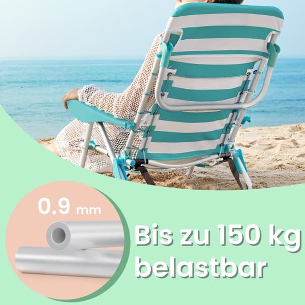 Strandstol, SONGMICS, 68x63x75 cm, Grön