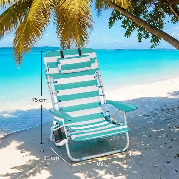 Strandstol, SONGMICS, 68x63x75 cm, Grön