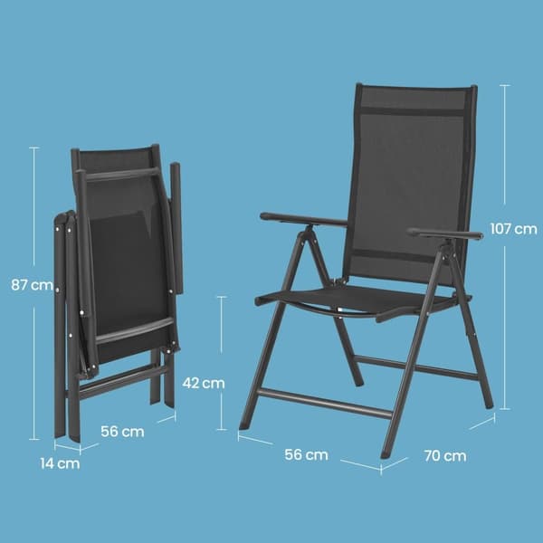 Trädgårdsstolar, SONGMICS GCB29BK, 70x56x107 cm, Svart