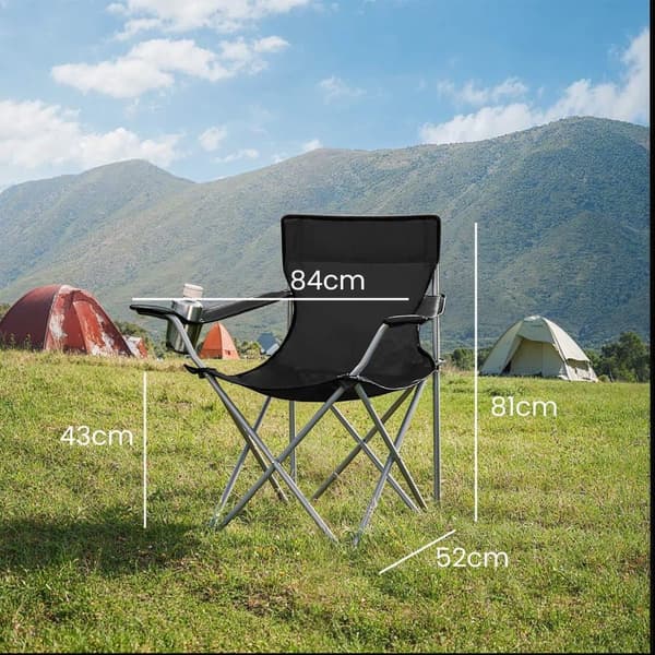 Campingstolar, SONGMICS GCB01BK, 52x84x81 cm, Svart