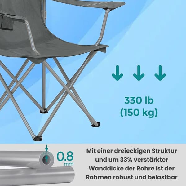 Campingstol Set, 54x86x97 cm, Skiffergrå