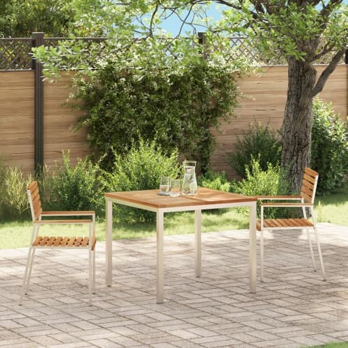 Stapelbara Trädgårdsstolar 2 st Solid Teak & Rostfritt Stål