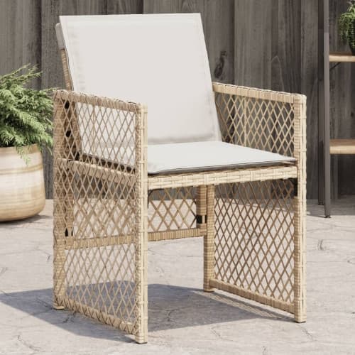 Trädgårdsstolar med dynor 4 st beige konstrotting
