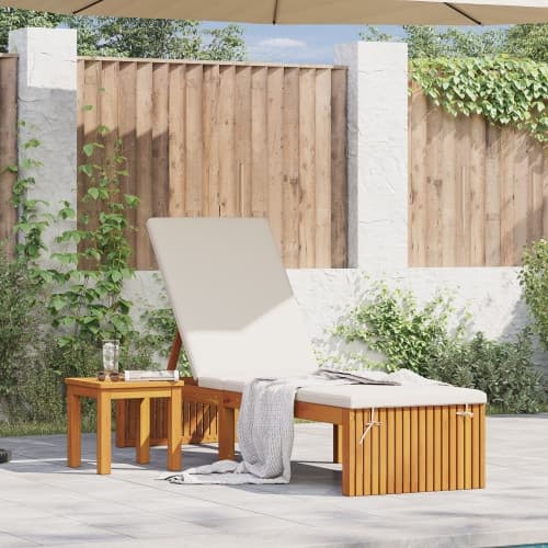 Solstol med Kudde 200x55x30 cm Massivt Akaciaträ