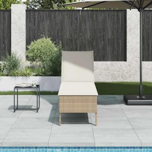 Solstol med dyna beige 55x200x44cm konstrotting