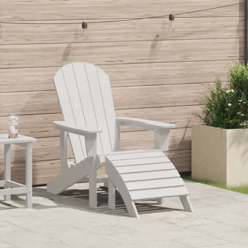 Adirondackstol med fotstöd Vit HDPE