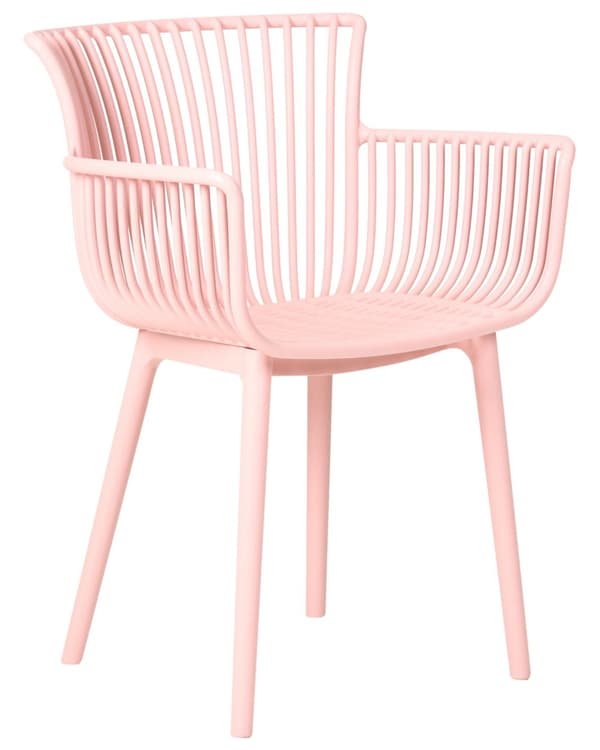 Sett med 4 Spisestuestoler Rosa Plast Innendørs Utendørs Hage Minimalistisk Stil