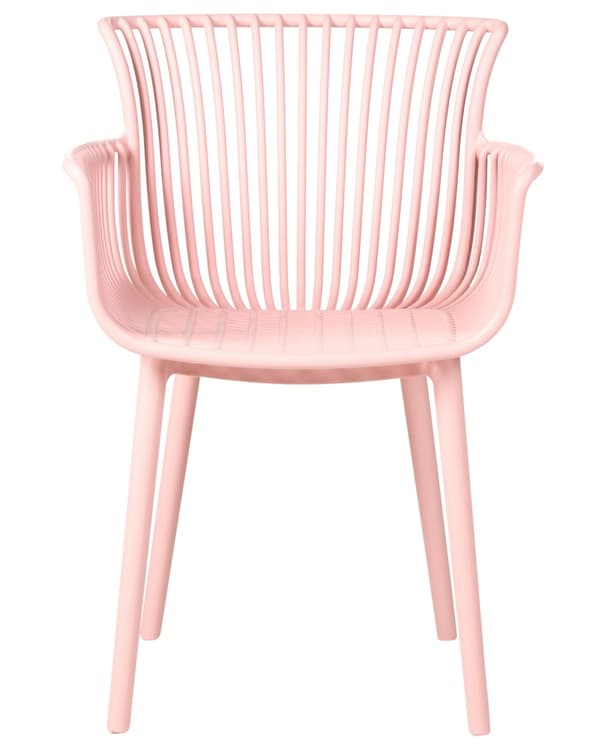 Sett med 4 Spisestuestoler Rosa Plast Innendørs Utendørs Hage Minimalistisk Stil