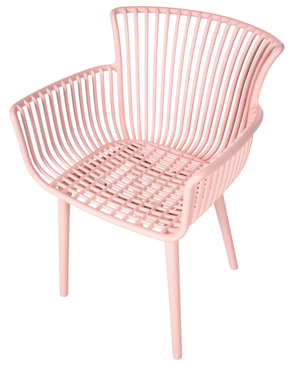 Sett med 4 Spisestuestoler Rosa Plast Innendørs Utendørs Hage Minimalistisk Stil