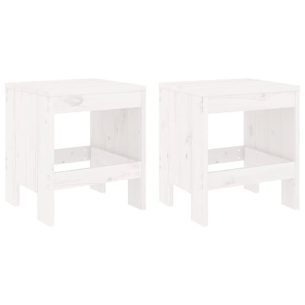 Trädgårdspallar 2 st vit 40x36x45 cm massiv furu