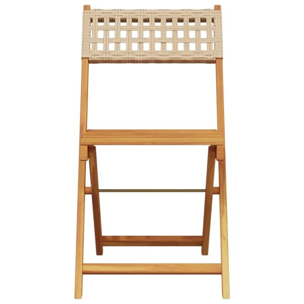 Caféstolar 2 st beige massiv akacia och konstrotting