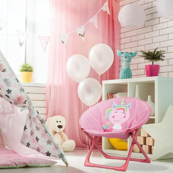 Relaxdays månskassert stol för ditt barn, hopfällbar, unisex, inomhus och utomhus, hopfällbar fåtölj, rosa