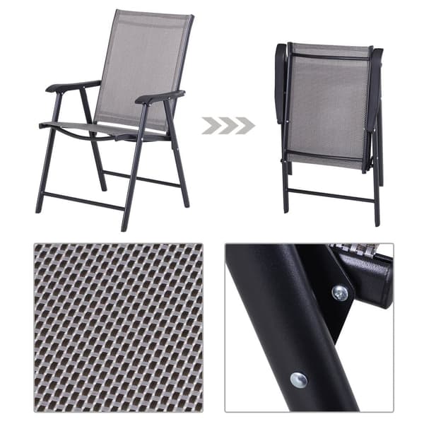 Campingstolar, 2er Set Fällstol med Armstöd Metall, 58x64x94 cm, Grå