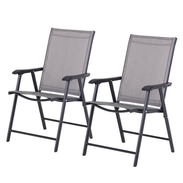 Campingstolar, 2er Set Fällstol med Armstöd Metall, 58x64x94 cm, Grå