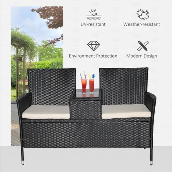 Havebænk, Polyrattan, 133x63x84 cm, Sort