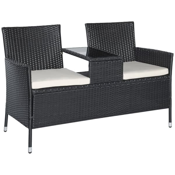 Havebænk, Polyrattan, 133x63x84 cm, Sort