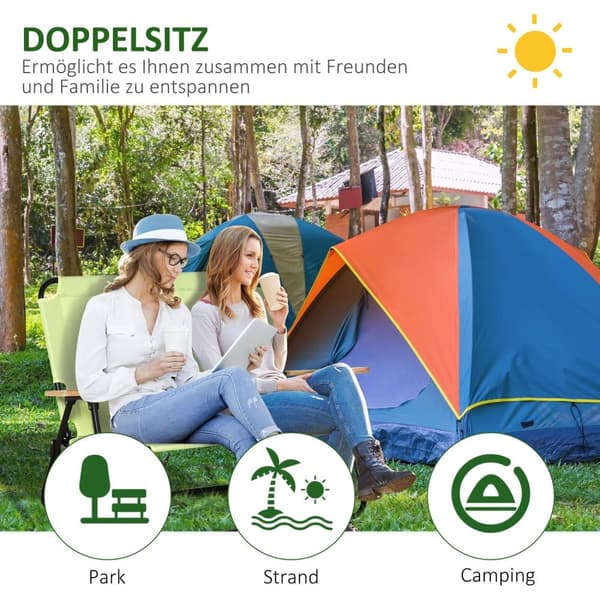 Rootz 2 -sits campingstol - Foldbar dollstol - utomhusfiskestol med kopphållare - Hållbart stål & Oxford -tyg - 141 cm x 67 cm x 80 cm