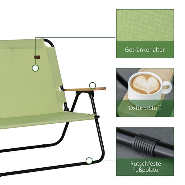 Rootz 2 -sits campingstol - Foldbar dollstol - utomhusfiskestol med kopphållare - Hållbart stål & Oxford -tyg - 141 cm x 67 cm x 80 cm
