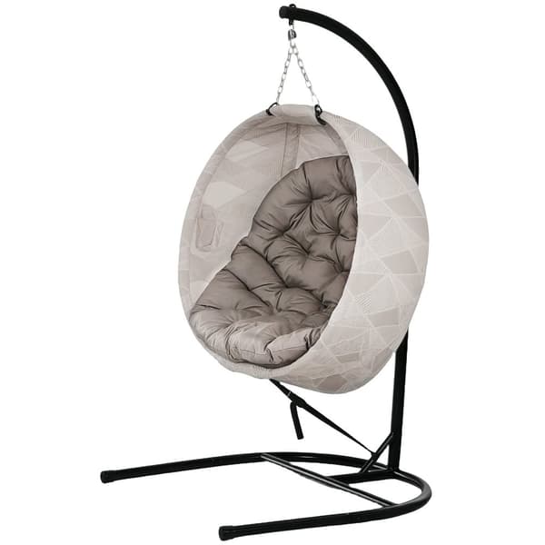 Rootz -munanmuotoinen roikkuva tuoli - keinutuoli - taitettava puutarhatuoli - kupinpidikkeellä - 114 cm x 106 cm x 178 cm