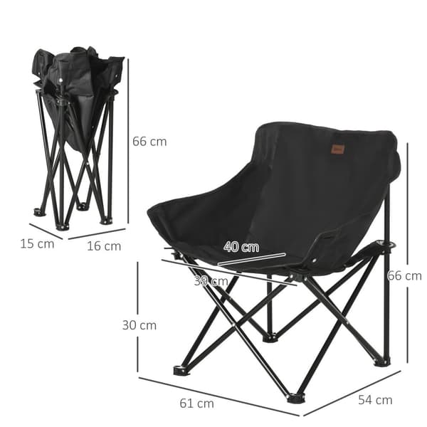 Rootz sammenfoldelig campingstol - bærbart sæde - stålrammestole - let transport - 61 cm x 54 cm x 66 cm - Inkluderer bærepose