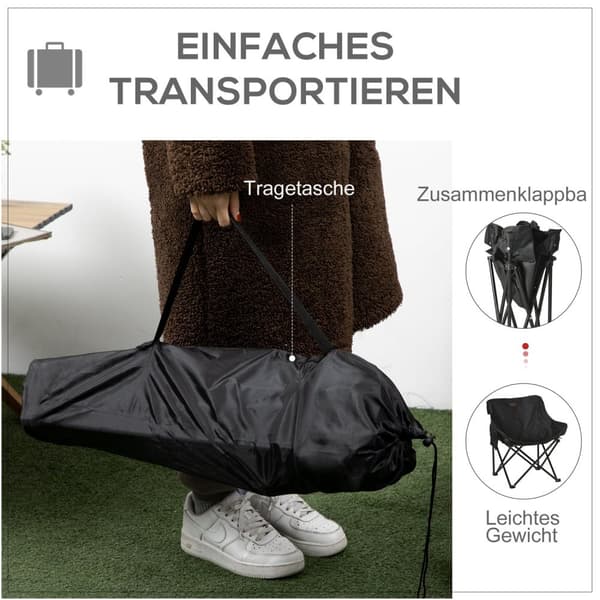Rootz fällbar campingstol - Portabel säte - Stålramstolar - enkel transport - 61 cm x 54 cm x 66 cm - Inkluderar bärväska