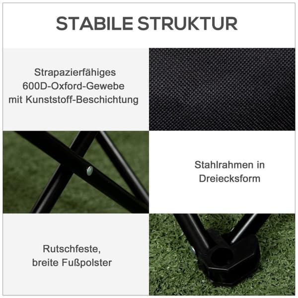 Rootz fällbar campingstol - Portabel säte - Stålramstolar - enkel transport - 61 cm x 54 cm x 66 cm - Inkluderar bärväska