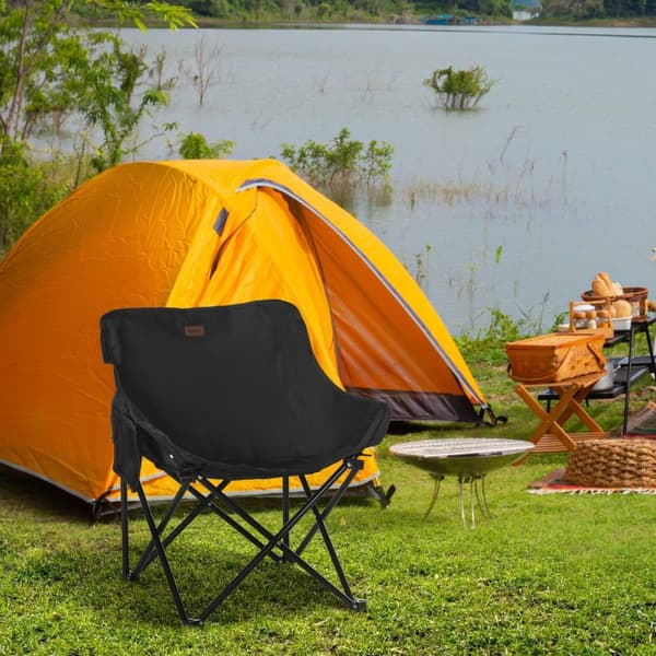 Rootz sammenfoldelig campingstol - bærbart sæde - stålrammestole - let transport - 61 cm x 54 cm x 66 cm - Inkluderer bærepose