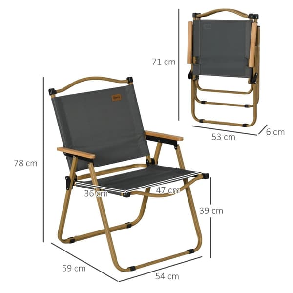 Rootz 2 -bituppsättningar campingstolar - Fällbara strandstolar - Stålram - Bärbar med handtag - 54x59x78cm, 130 kg lastkapacitet