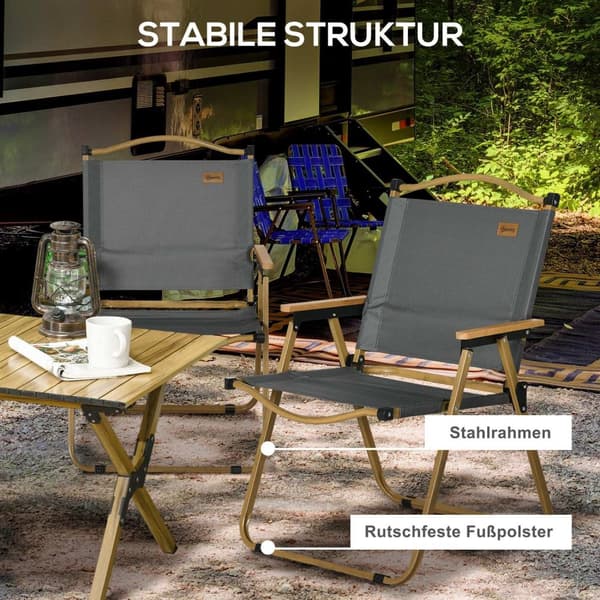 Rootz 2 -bituppsättningar campingstolar - Fällbara strandstolar - Stålram - Bärbar med handtag - 54x59x78cm, 130 kg lastkapacitet