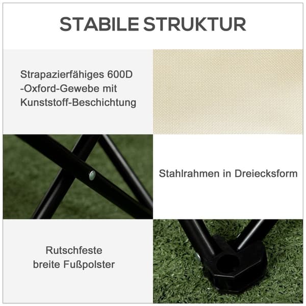 Rootz campingstol - sammenfoldelig sæde - bærbar stol - PVC -coated stof - let transport - 61 cm x 54 cm x 66 cm