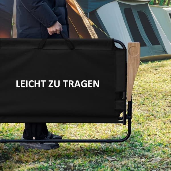 Rootz 2 -personers sammenfoldelige campingstol - bærbar dækstol - udendørs lejrsæde - indbygget kopholder - 141 x 67 x 80 cm - sort