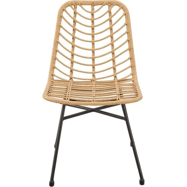 Set med 2 trädgårdsstolar - Imiterad naturlig rotting - Stålkonstruktion - L63,5 x H 86 x D 48 cm