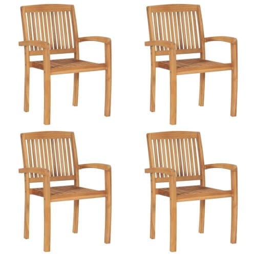 Stapelbara trädgårdsstolar 4 st massiv teak