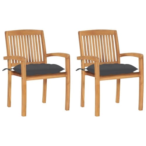 Trädgårdsstolar 2 st med antracita dynor massiv teak