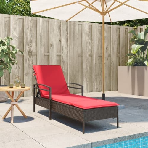 solstol med dyna Brun 63x200x81 cm Poly Rottning