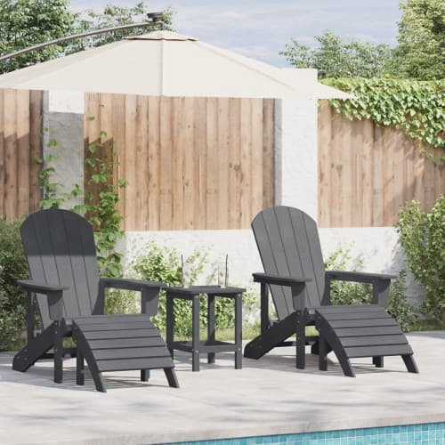 Adirondack-stolar med fotstöd 2 st Ljusgrå HDPE, vidaXL Adirondack-stol med fotstöd Ljusgrå HDPE