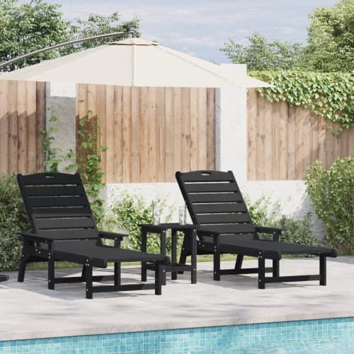 Solstolar 2 delar svart 162x53x98,5 cm HDPE