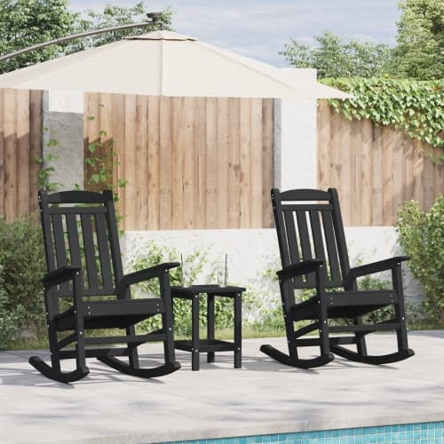 gungstolar för trädgården 2 st Svarta 70x92x107.5 cm HDPE, vidaXL gungstol för trädgården Svart 70x92x108 cm HDPE
