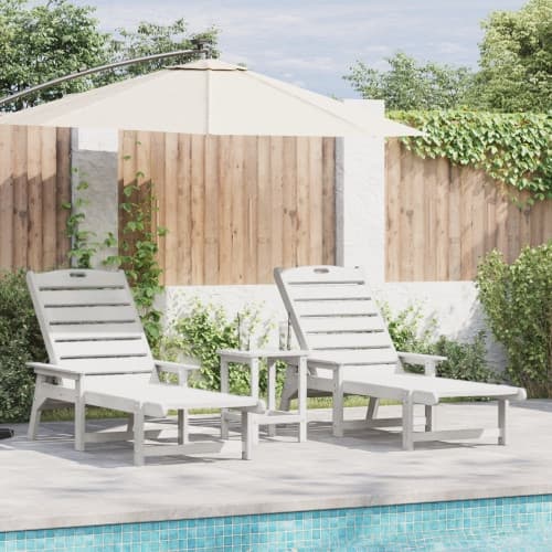 Solstolar 2 st Vit 162x53x98.5 cm HDPE, vidaXL Solstol Vit 53x162x98.5 cm HDPE