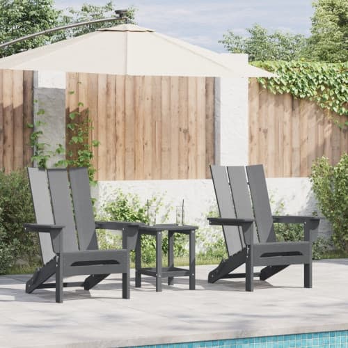 Vikbara Adirondackstolar 2 st Ljusgrå 74.5x80.5x90 cm HDPE